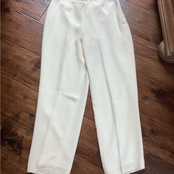 NEW/TAGS. VALERIE STEVENS COLLECTION, PURE SILK IVORY WHITE LINED DRESS PANTS, 8 - Picture 8 of 8